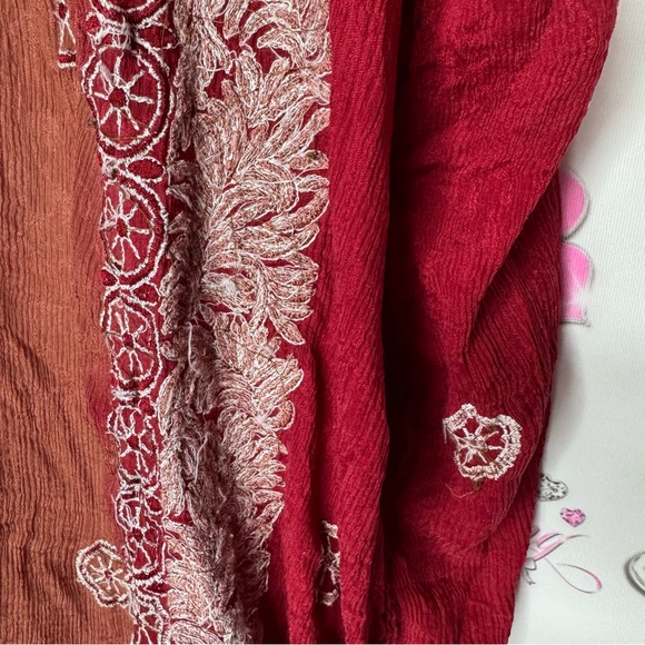 Bohemian Burgundy Lace Kimono robe cardigan one size fits all embroidered - Picture 10 of 15